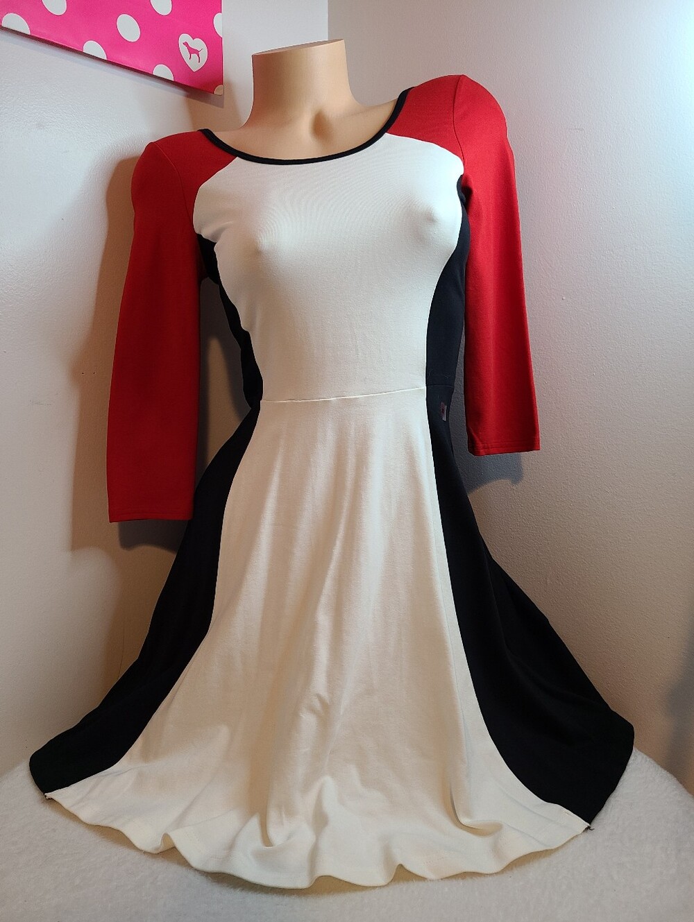 Express Cotton Jersey Stretch Colorblock Fit & Flare Dress Size XS